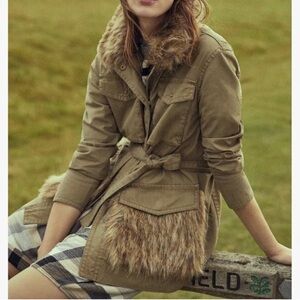 Anthropologie Utility Jacket Fur-trimmed Parka Jacket Moss Green
Size XXS
